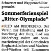 Sommerferienspiel Ritter Olympiade, Bezirksblatt, August 2012